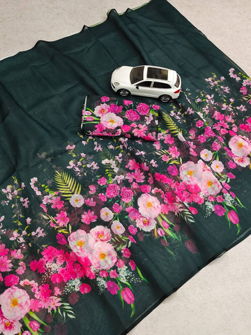 Linen Digital Printed Saree SA825-1364