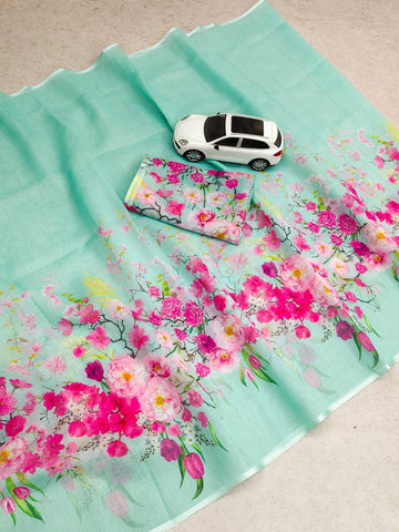 Linen Digital Printed Saree SA825-1365