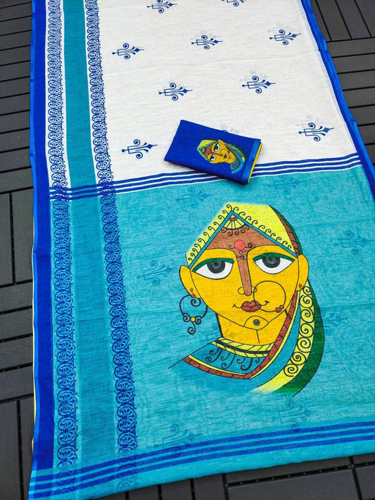 Red Devi – Durga Puja Special Linen Saree  SA825-1034