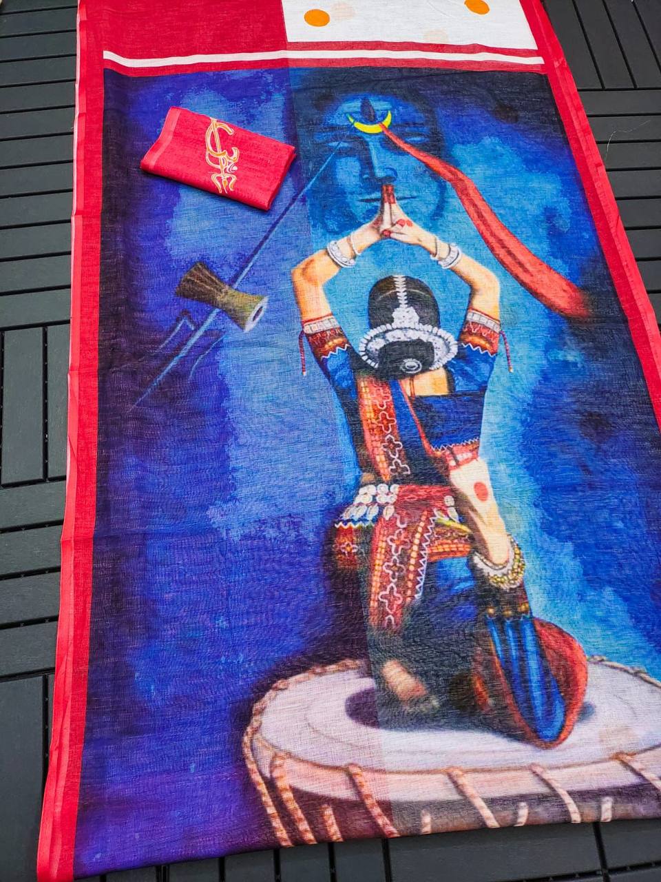 Red Devi – Durga Puja Special Linen Saree  SA825-1035