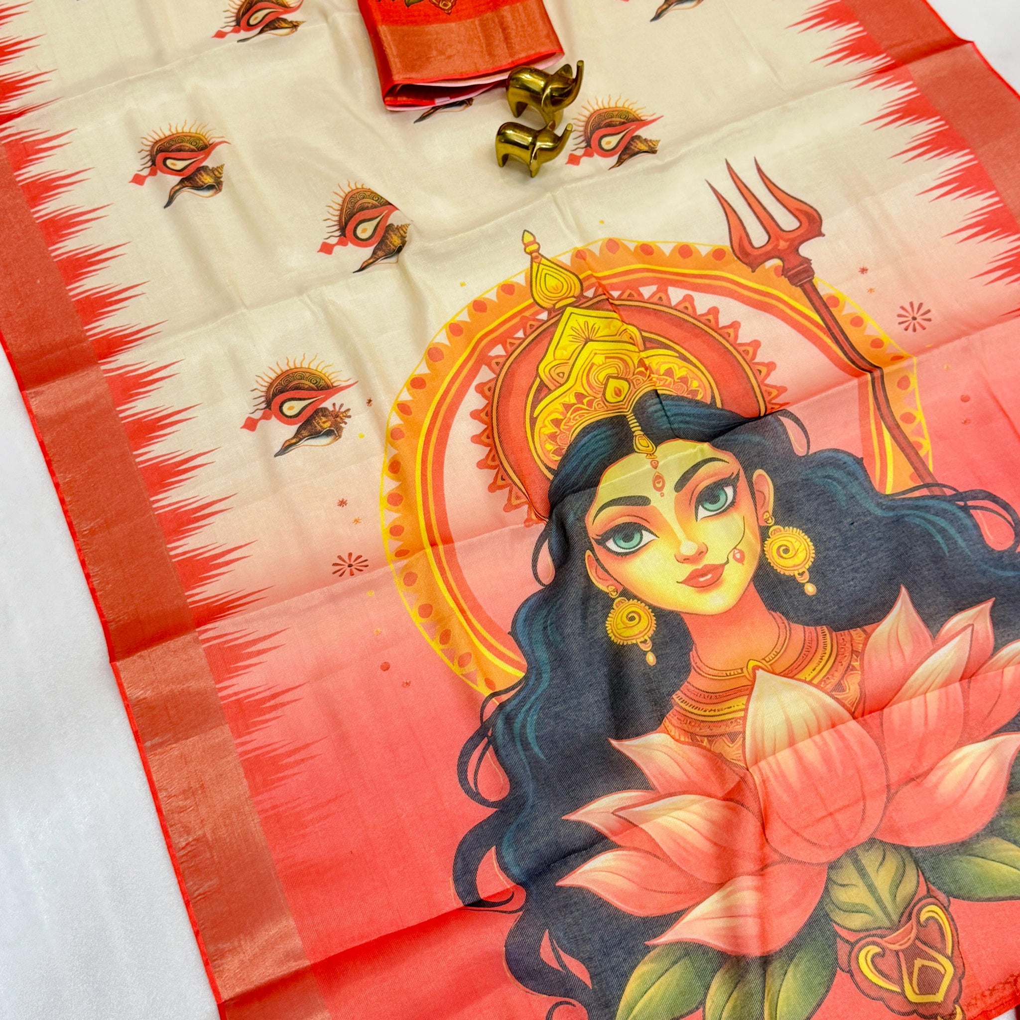 Red Devi – Durga Puja Special Linen Saree  SA825-1037
