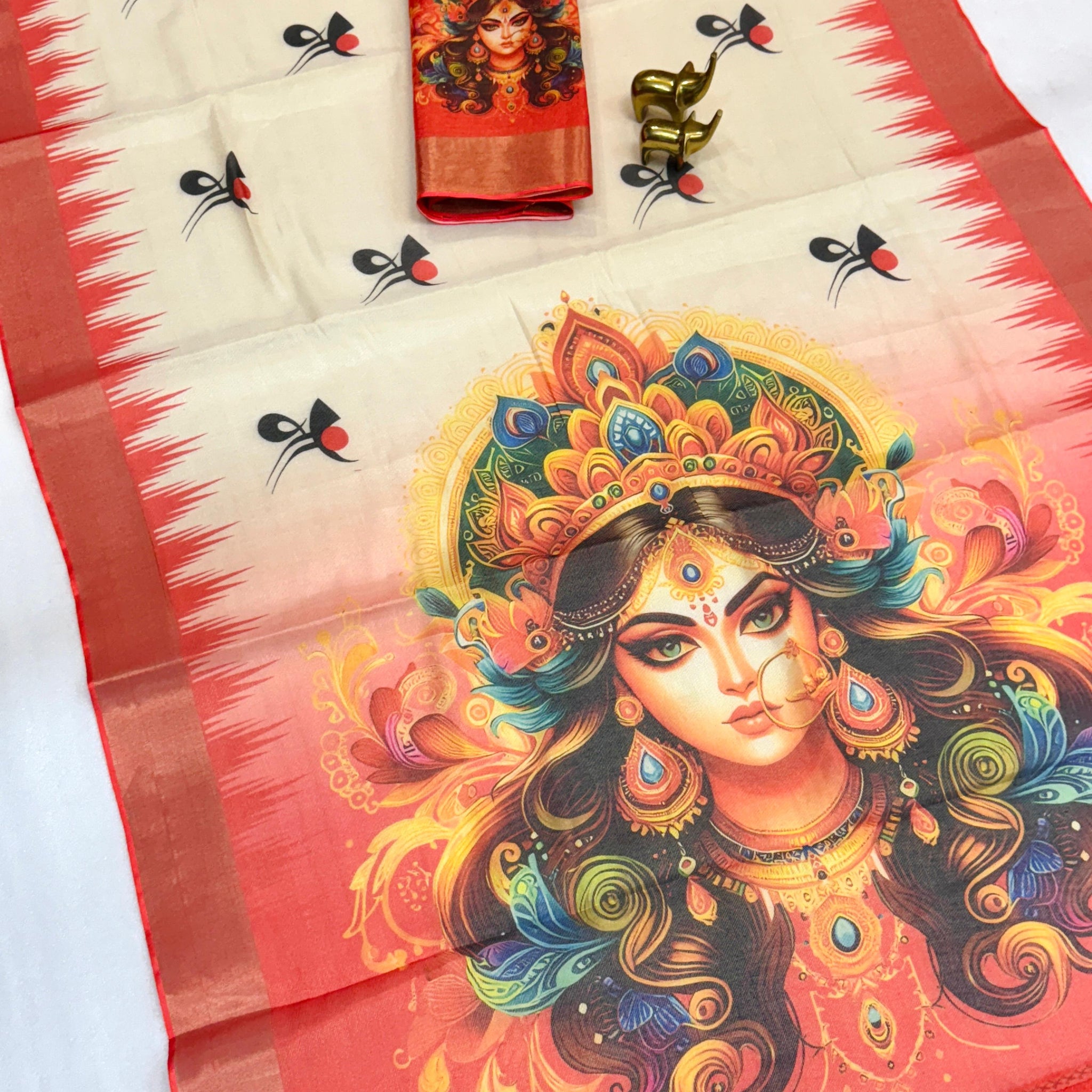 Red Devi – Durga Puja Special Linen Saree  SA825-1038