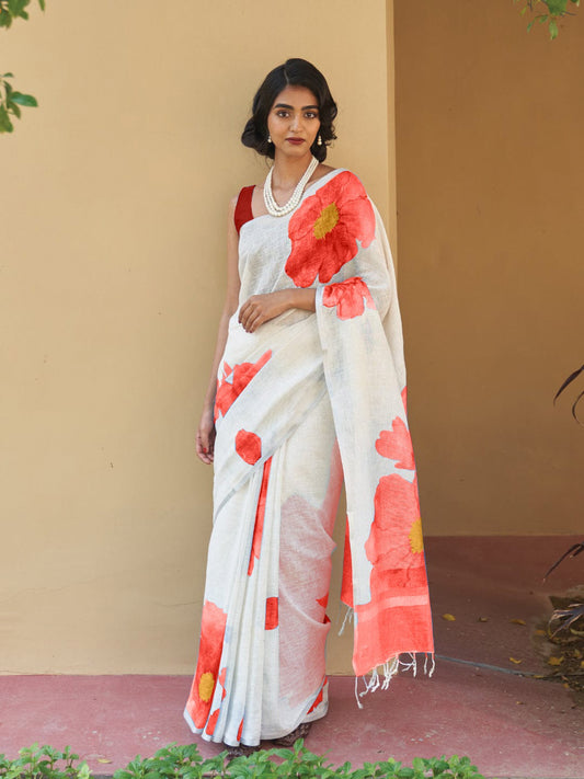 Linen Digital Printed Saree SA825-1374