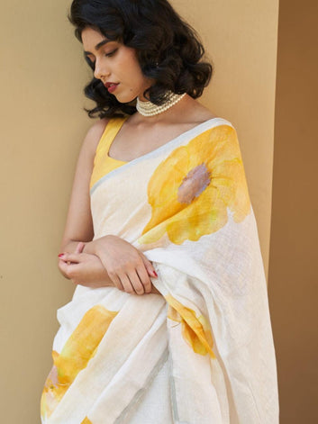 Linen Digital Printed Saree SA825-1369