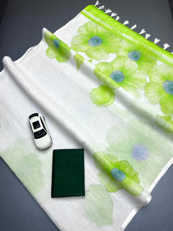 Linen Digital Printed Saree SA825-1375