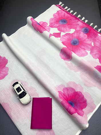 Linen Digital Printed Saree SA825-1376