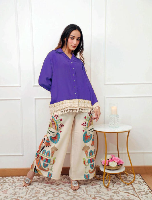 Elegant A-Cut Cotton Top with Plazo|| SA725-938