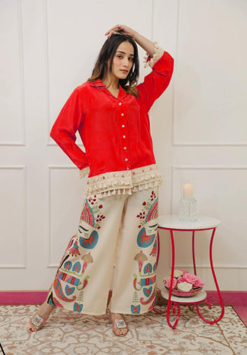 Elegant A-Cut Cotton Top with Plazo|| SA725-938