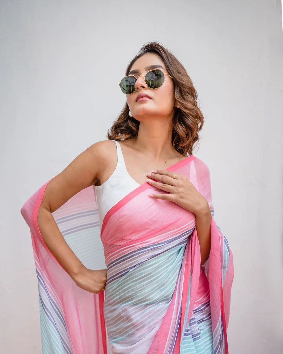 Linen Digital Printed Saree SA825-1380