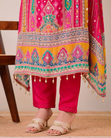 Pink Shanti Anarkali Set  (3 Piece)|| SA725-930