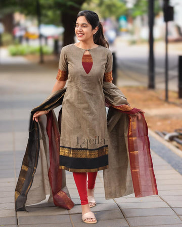 Ananya South Cotton Kurti with Leggings & Dupatta|| SA725-931