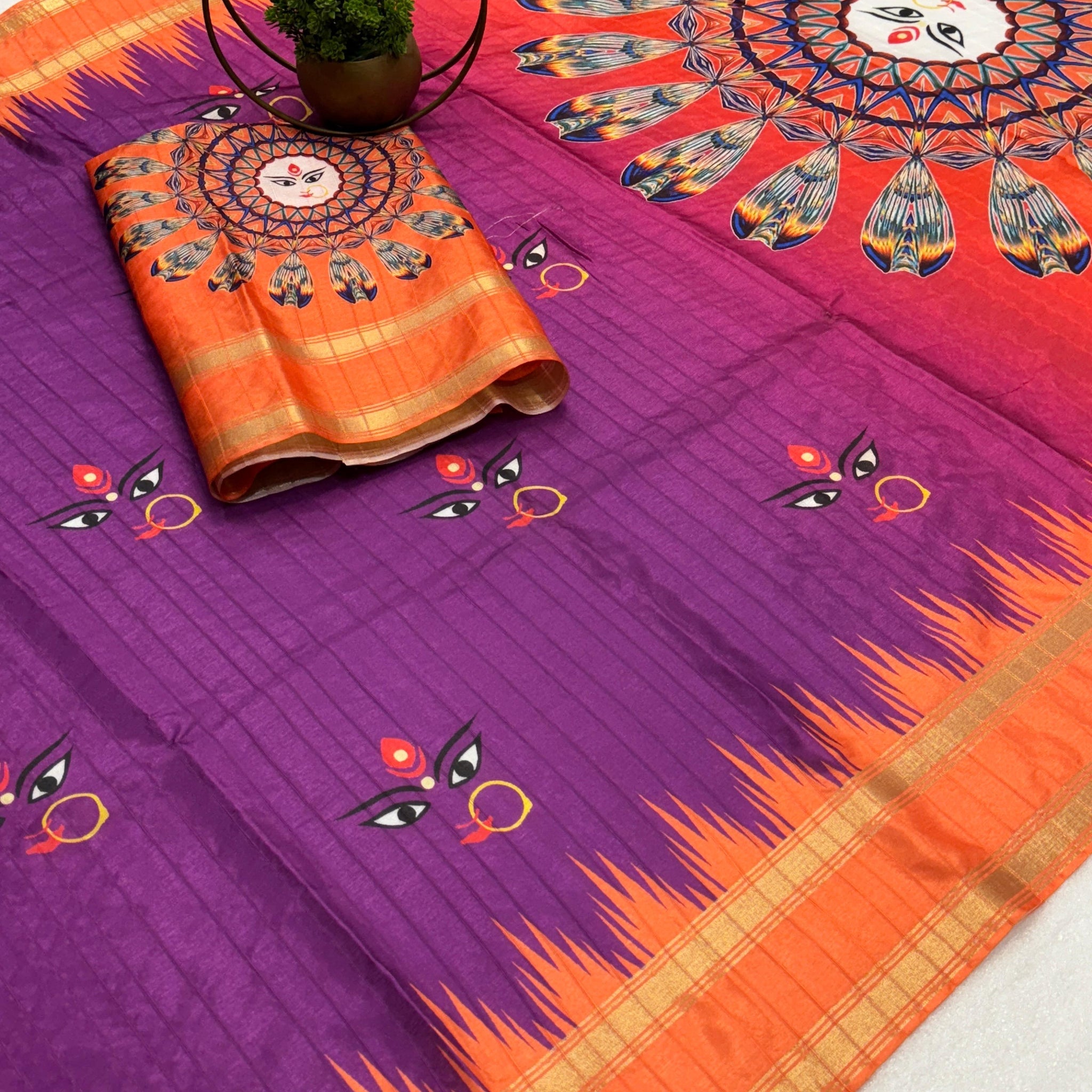 Red Devi – Durga Puja Special Soft Silk Saree with Digital Print SA825-1063