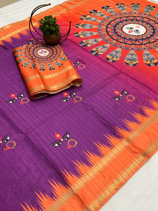 Red Devi – Durga Puja Special Soft Silk Saree with Digital Print SA825-1063