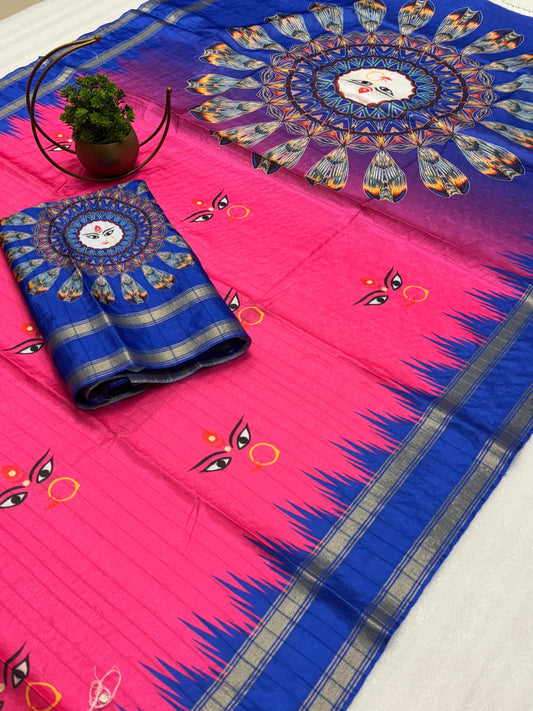 Red Devi – Durga Puja Special Soft Silk Saree with Digital Print SA825-1064