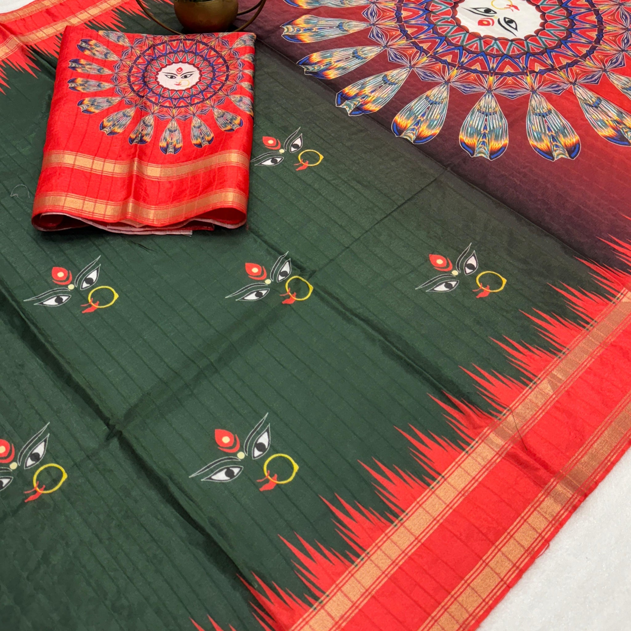 Red Devi – Durga Puja Special Soft Silk Saree with Digital Print SA825-1065