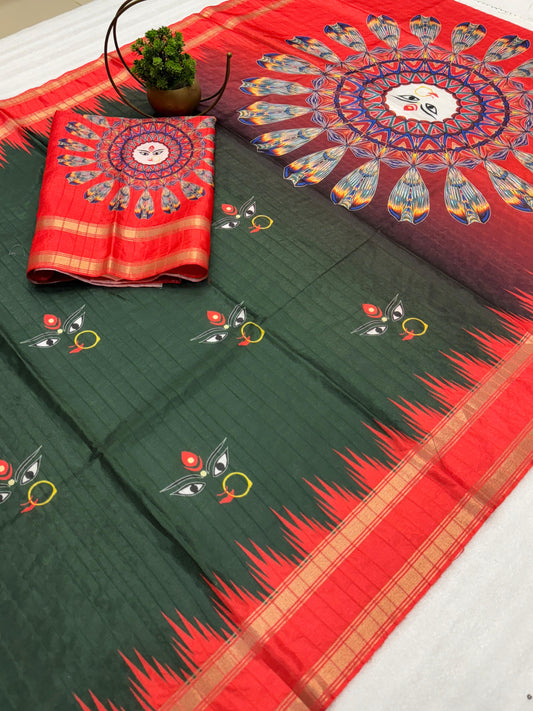 Red Devi – Durga Puja Special Soft Silk Saree with Digital Print SA825-1065
