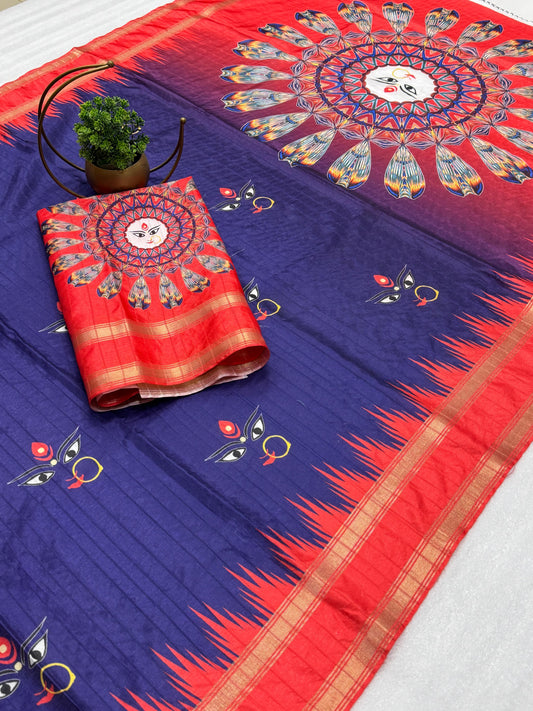 Red Devi – Durga Puja Special Soft Silk Saree with Digital Print SA825-1067