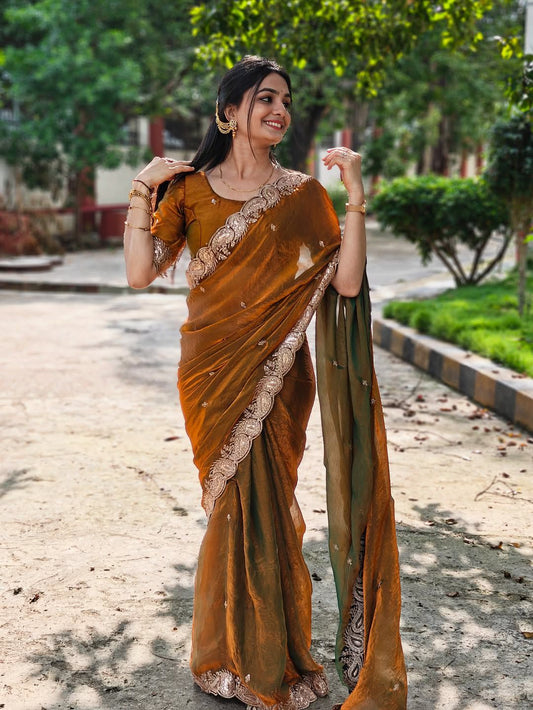 Shaded Fendy Chiffon Saree SA825-1068