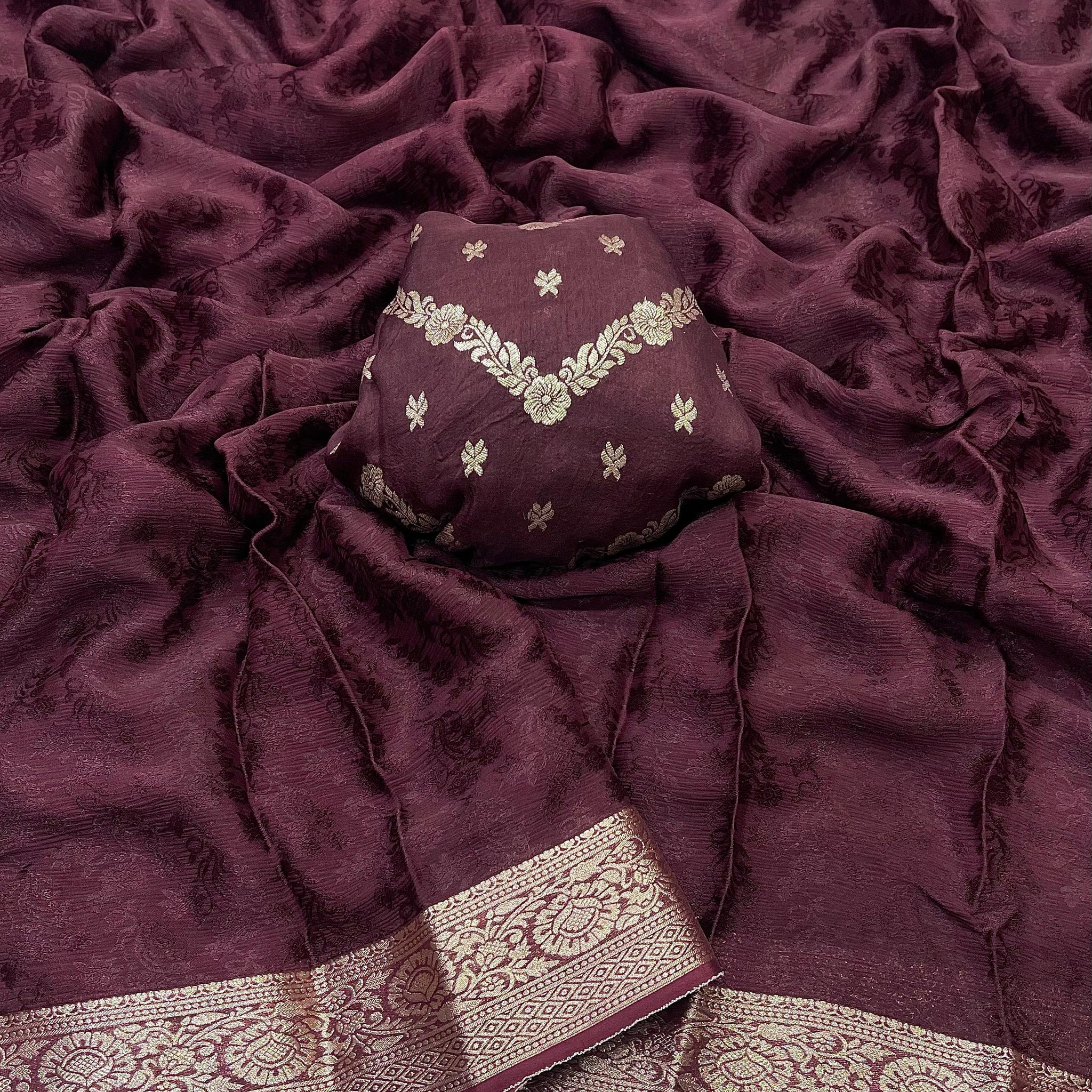 Viscose Chinon Weaving Pattern Saree SA825-1076