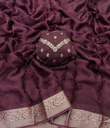 Viscose Chinon Weaving Pattern Saree SA825-1076