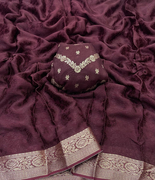 Viscose Chinon Weaving Pattern Saree SA825-1076