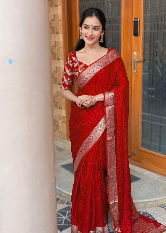 Viscose Chinon Weaving Pattern Saree SA825-1075