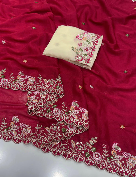 Star Georgette Saree with Heavy Sequins SA825-1080