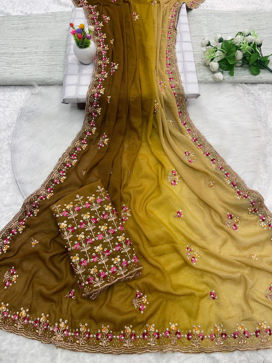Star Georgette Shaded Saree SA825-1081