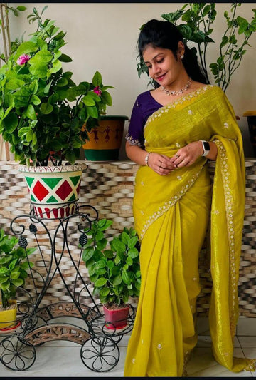 Crunchy Chiffon Crush Silk Saree SA825-1086