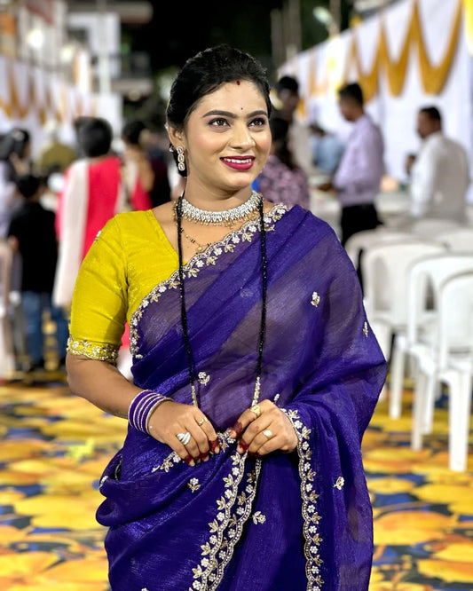Crunchy Chiffon Crush Silk Saree SA825-1087