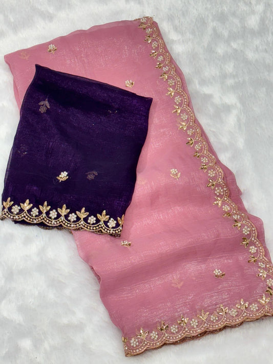 Crunchy Chiffon Crush Silk Saree SA825-1088