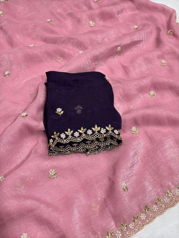 Crunchy Chiffon Crush Silk Saree SA825-1088