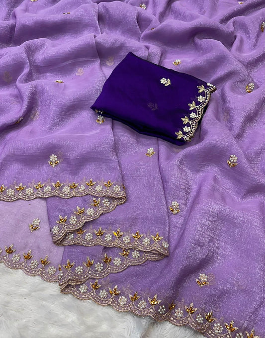 Crunchy Chiffon Crush Silk Saree SA825-1089
