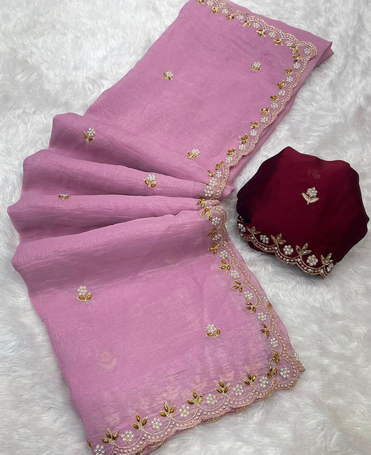 Crunchy Chiffon Crush Silk Saree SA825-1090