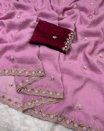 Crunchy Chiffon Crush Silk Saree SA825-1090
