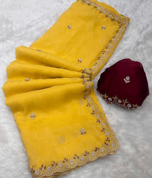 Crunchy Chiffon Crush Silk Saree SA825-1092