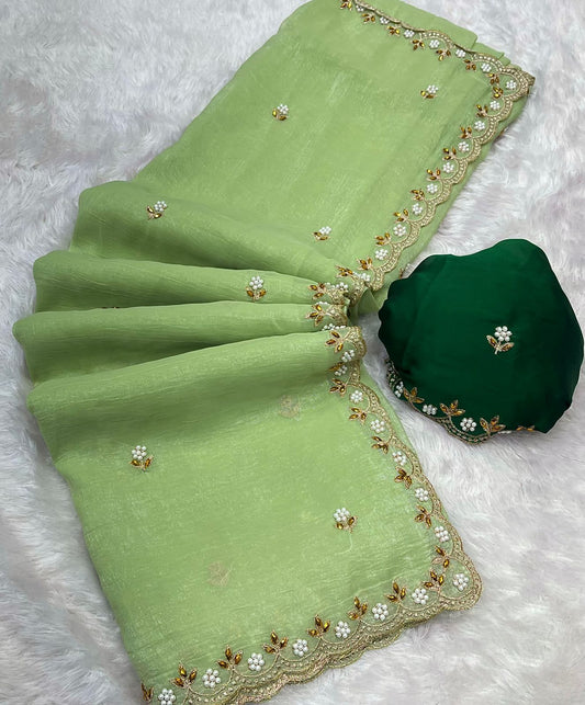 Crunchy Chiffon Crush Silk Saree SA825-1093