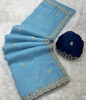 Crunchy Chiffon Crush Silk Saree SA825-1091