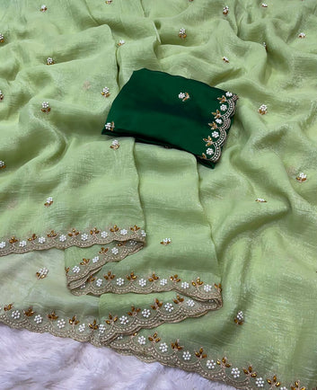 Crunchy Chiffon Crush Silk Saree SA825-1093