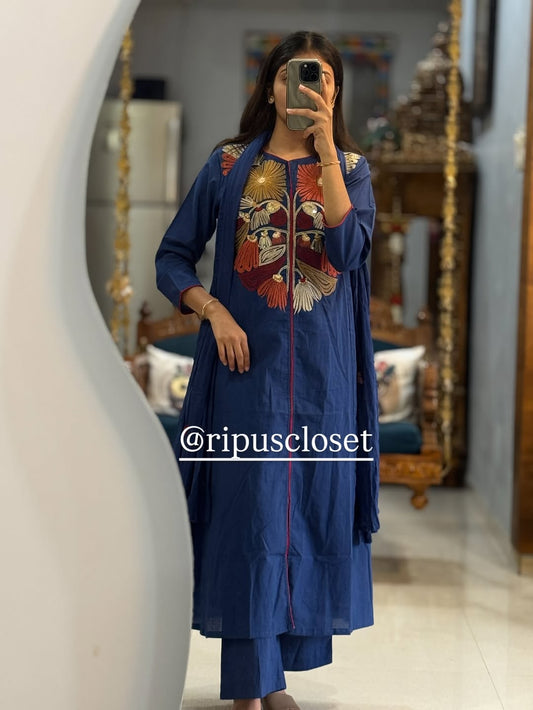 Pure Mul Cotton 60×60 Kurti Pant Dupatta Set|| SA925-1132