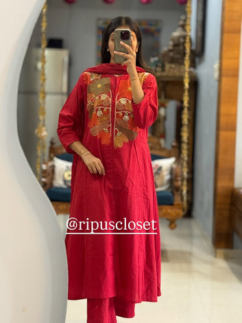 Pure Mul Cotton 60×60 Kurti Pant Dupatta Set|| SA925-1132