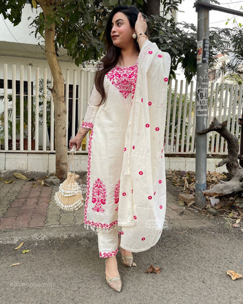 Festival Special Pure Mul Chanderi Full Embroidery Kurti Set|| SA925-1127