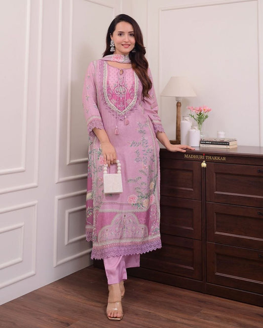 Lilac Muslin Pakistani Suit with Digital Print|| SA925-1119