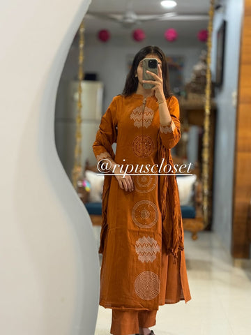 Pure Mul Cotton 60x60 Kurti Pant Dupatta Set|| SA925-1116