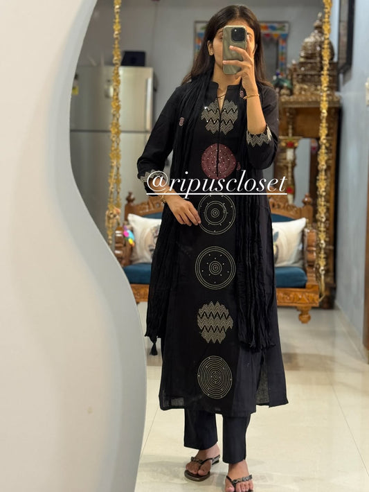 Pure Mul Cotton 60x60 Kurti Pant Dupatta Set|| SA925-1117