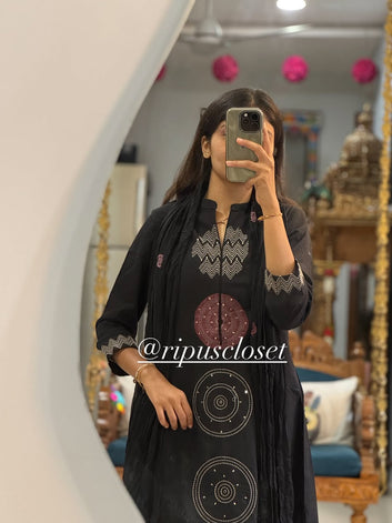 Pure Mul Cotton 60x60 Kurti Pant Dupatta Set|| SA925-1117