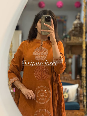 Pure Mul Cotton 60x60 Kurti Pant Dupatta Set|| SA925-1116