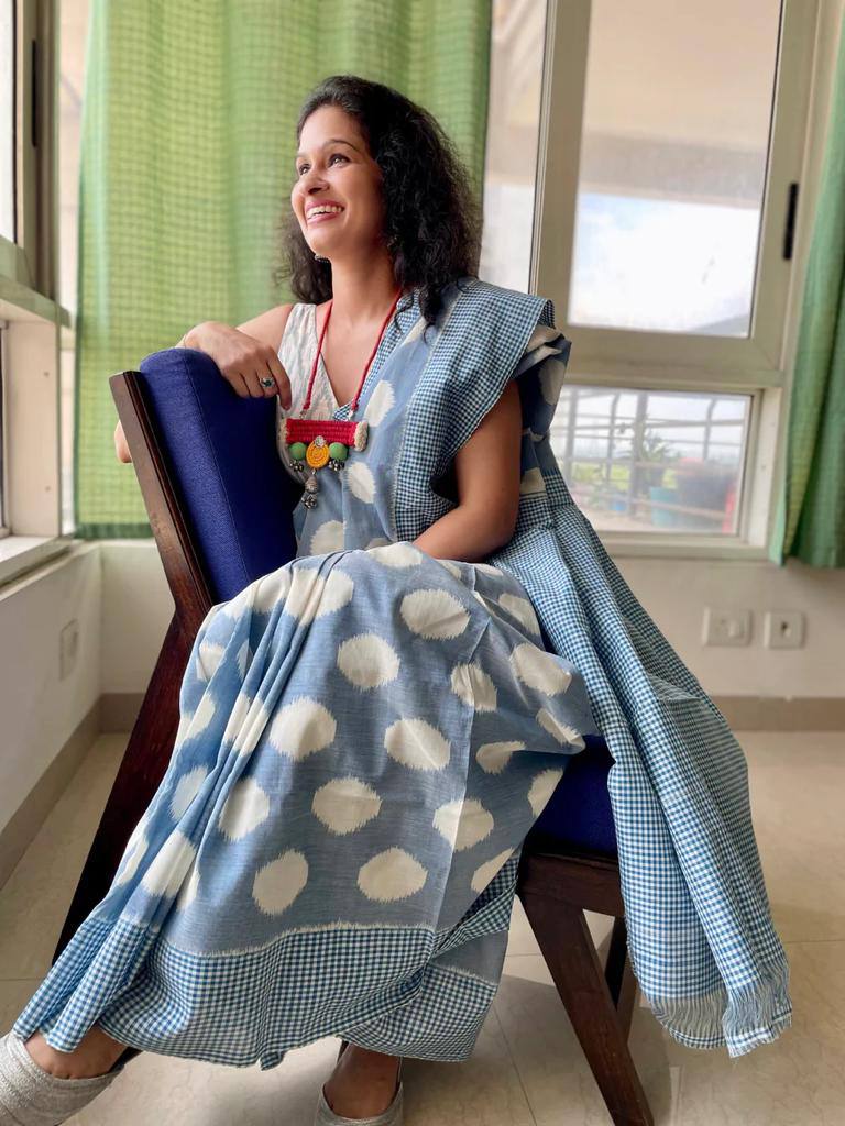 Ajrakh Style Linen Digital Printed Saree SA825-1182