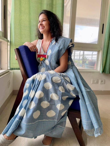 Ajrakh Style Linen Digital Printed Saree SA825-1182