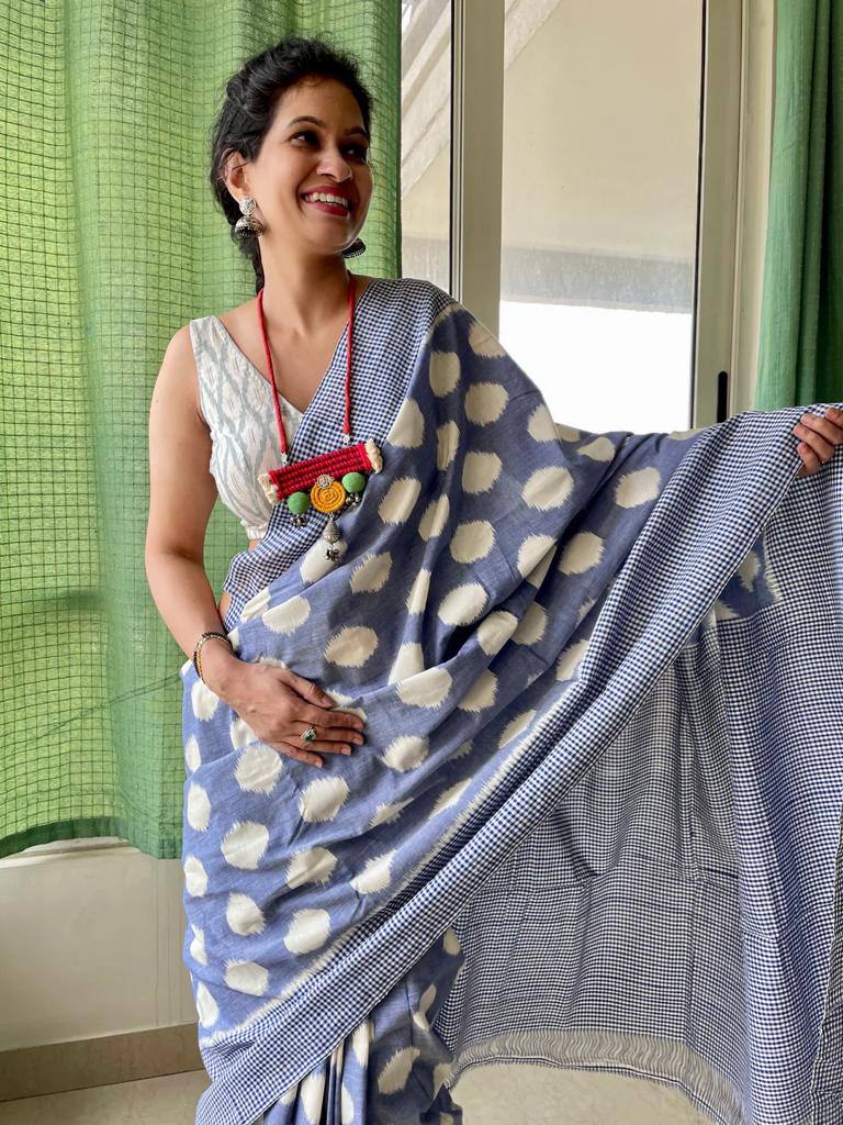 Ajrakh Style Linen Digital Printed Saree SA825-1185